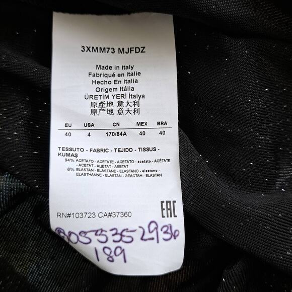 Armani Collezioni Vintage 90s Black Galaxy Glitter Bomb Top Cap Sleeve Tee Sz 4 - Picture 5 of 10